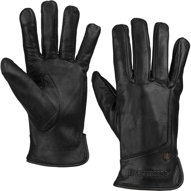 Rękawiczki skórzane damskie czarne polar touch finger BELTIMORE | Krateczka.pl