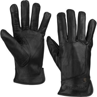 Rękawiczki skórzane damskie czarne polar touch finger BELTIMORE | Krateczka.pl
