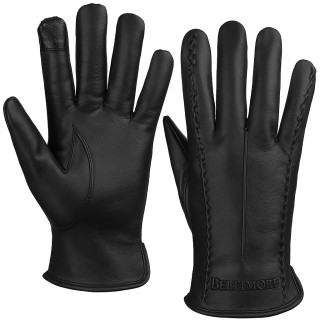 Rękawiczki skórzane damskie czarne polar touch finger BELTIMORE | Krateczka.pl
