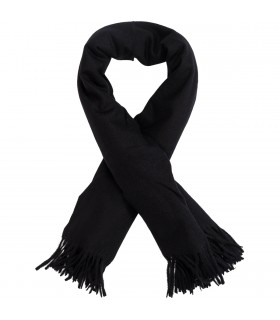 Czarny Piękny elegancki szalik damski szal frędzle FGC-20| Krateczka.pl