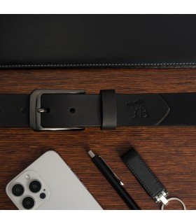 Zestaw męski skórzany pasek portfel pudełko premium Beltimore Z19 | Krateczka.pl