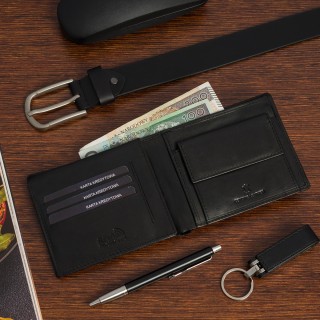 Zestaw męski skórzany pasek portfel pudełko premium Beltimore Z22| Krateczka.pl