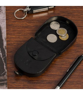 Czarna podkówka sztywne etui na pieniądze skórzane | Krateczka.pl