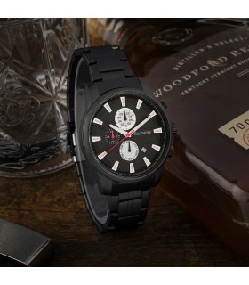 Zegarek męski bransoleta duży czarny datownik chronograf Beltimore BT04- krateczka.pl