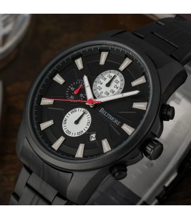 Zegarek męski bransoleta duży czarny datownik chronograf Beltimore BT04- krateczka.pl