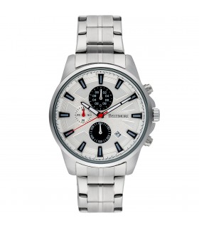 Zegarek męski bransoleta duży srebrny datownik chronograf Beltimore BT04- krateczka.pl