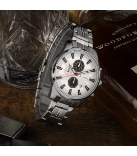 Zegarek męski bransoleta duży srebrny datownik chronograf Beltimore BT04- krateczka.pl