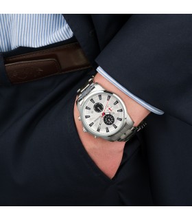 Zegarek męski bransoleta duży srebrny datownik chronograf Beltimore BT04- krateczka.pl