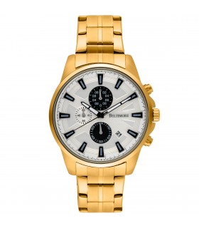 Zegarek męski bransoleta duży złoty datownik chronograf Beltimore BT04- krateczka.pl
