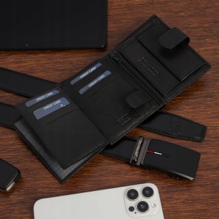 Zestaw prezentowy męski skórzany pasek portfel pudełko premium Beltimore Z50 - krateczka.pl