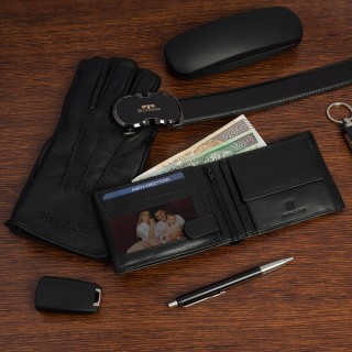 Zestaw prezentowy męski skórzany pasek portfel pudełko premium Beltimore Z48 - krateczka.pl