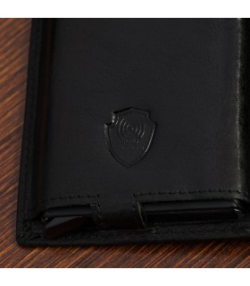 Portfel skórzany męski z aluminiowym etui na karty czarne Beltimore P88 |krateczka.pl