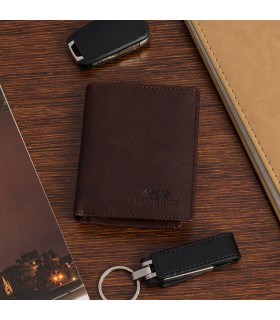 Portfel skórzany męski z aluminiowym etui na karty brązowe Beltimore P88 |krateczka.pl