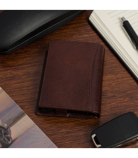 Portfel skórzany męski z aluminiowym etui na karty brązowe Beltimore P88 |krateczka.pl