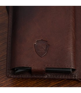Portfel skórzany męski z aluminiowym etui na karty brązowe Beltimore P88 |krateczka.pl