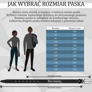 Beltimore skórzany licowy pasek męski czarny premium | Sklep Krateczka