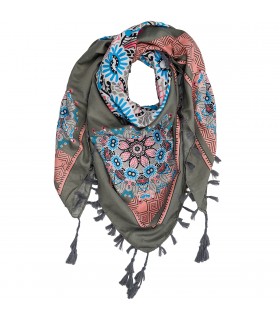 Szara chusta w kwiaty i paisley – stylowy dodatek DB-9B| Krateczka.pl