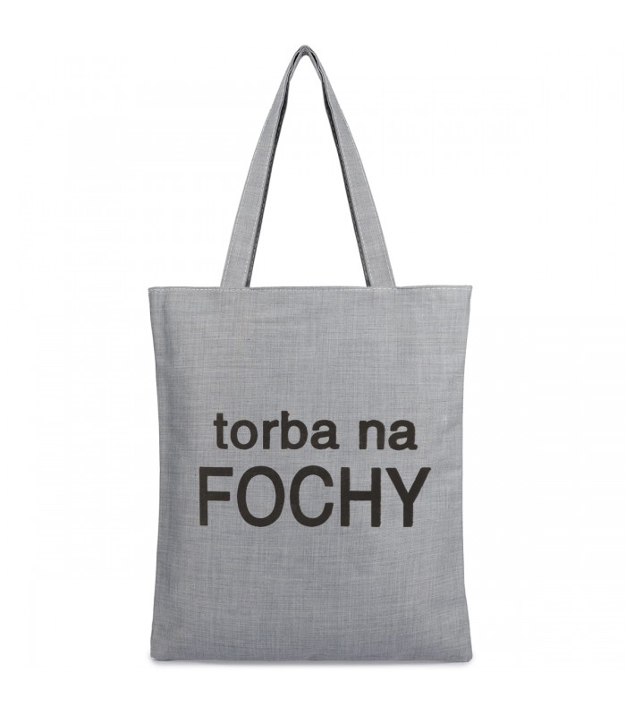 Szara Torba wielorazowa duża shopper z nadrukiem TA-22grey -Krateczka.pl
