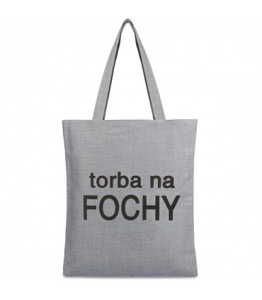 Szara Torba wielorazowa duża shopper z nadrukiem TA-22grey -Krateczka.pl