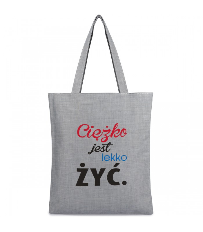 Szara Torba wielorazowa duża shopper z nadrukiem TA-40grey - Krateczka.pl