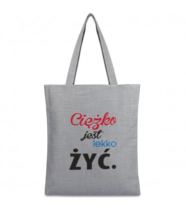 Szara Torba wielorazowa duża shopper z nadrukiem TA-40grey - Krateczka.pl