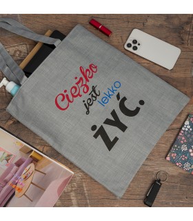 Szara Torba wielorazowa duża shopper z nadrukiem TA-40grey - Krateczka.pl