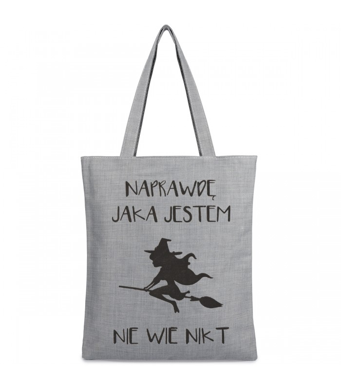 Szara Torba wielorazowa duża shopper z nadrukiem TA-55grey - Krateczka.pl