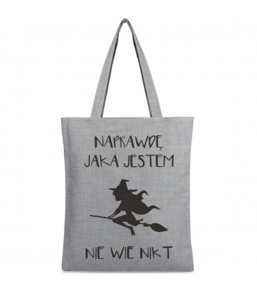 Szara Torba wielorazowa duża shopper z nadrukiem TA-55grey - Krateczka.pl