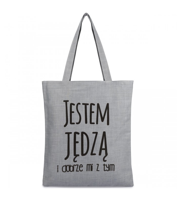 Szara Torba wielorazowa duża shopper z nadrukiem TA-58grey - Krateczka.pl