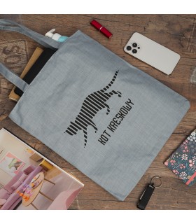 Szara Torba wielorazowa duża shopper z nadrukiem TA-59grey - Krateczka.pl