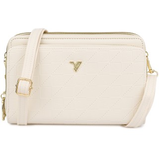 Ecru Torebka crossbody damska mini na telefon POR-T-51- Krateczka.pl