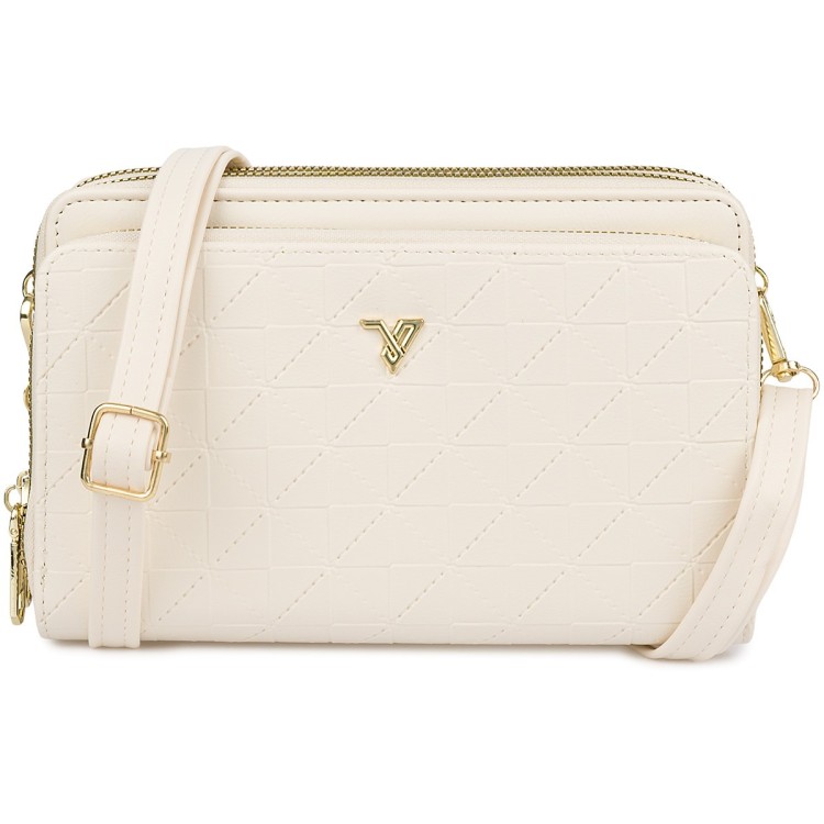 Ecru Torebka crossbody damska mini na telefon POR-T-51- Krateczka.pl