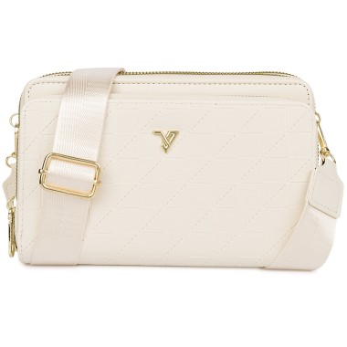 Ecru Torebka crossbody damska mini na telefon POR-T-51- Krateczka.pl
