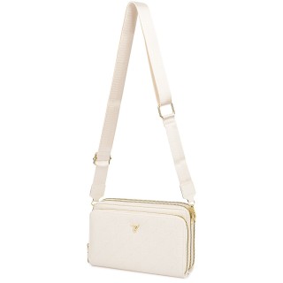 Ecru Torebka crossbody damska mini na telefon POR-T-51- Krateczka.pl