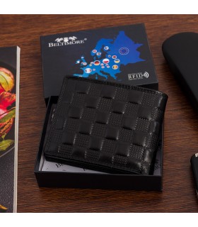 ortfel Męski Skórzany Poziomy RFID Szachownica Beltimore P95 | Sklep Krateczka