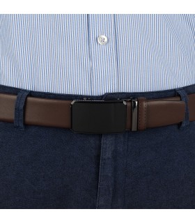 Pasek męski skórzany 3,5 cm klamra automatyczna Beltimore 02-547 | Krateczka.pl