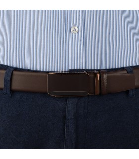 Pasek męski skórzany 3,5 cm klamra automatyczna Beltimore | Krateczka.pl