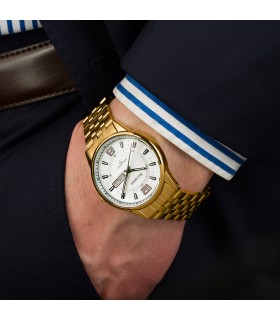 Zegarek męski bransoleta duży złoty datownik chronograf Beltimore BT05- krateczka.pl
