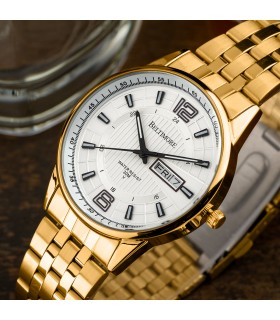 Zegarek męski bransoleta duży złoty datownik chronograf Beltimore BT05- krateczka.pl