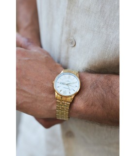 Zegarek męski bransoleta duży złoty datownik chronograf Beltimore BT05- krateczka.pl