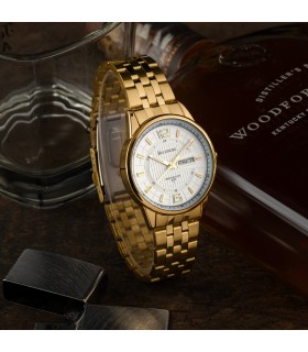 Zegarek męski bransoleta duży złoty datownik chronograf Beltimore BT05- krateczka.pl