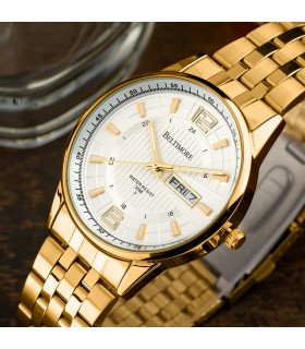 Zegarek męski bransoleta duży złoty datownik chronograf Beltimore BT05- krateczka.pl