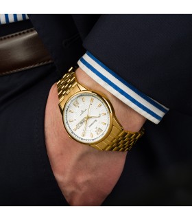 Zegarek męski bransoleta duży złoty datownik chronograf Beltimore BT05- krateczka.pl
