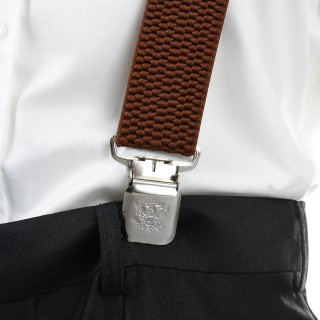 Szelki do spodni męskie eleganckie mocne Y brązowe SZ3 | krateczka.pl