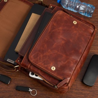 Torba męska na ramię skórzana Duża A4 do pracy vintage Beltimore| Krateczka.pl