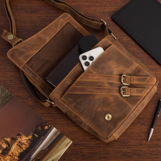 Beltimore torba męska na ramię skórzana elegancka brązowa N03 | Krateczka.pl
