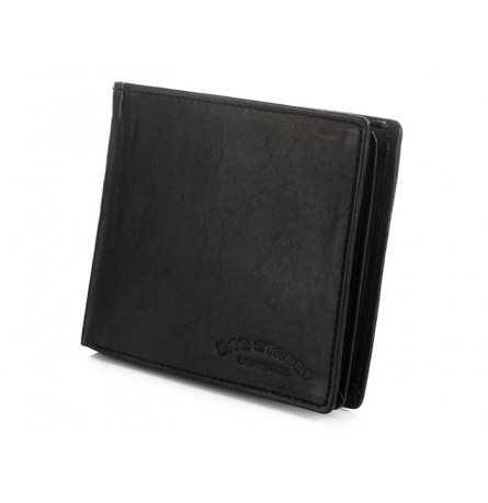 Czarny skórzany portfel męski lekki pojemny Bag Street T41