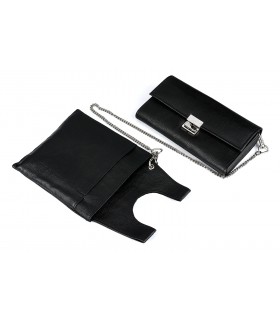 Czarny portfel i etui na portfel i łańcuch zestaw skórzany dla kelnera D01