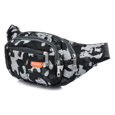 Szara saszetka nerka unisex kodura pojemna pasek - krateczka.pl