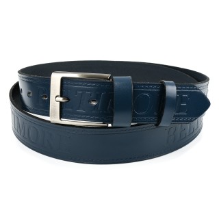 BELTIMORE pasek do spodni granatowy jeans skórzany pas skóra premium